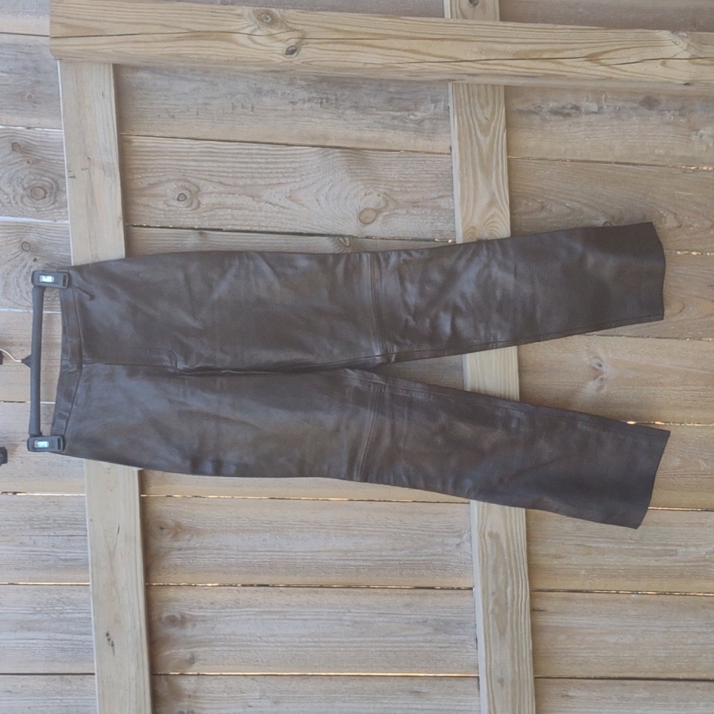 🏵️ Infinity brown high waisted genuine leather pants NWT 🏵️